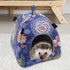 Hamster Tent Bed Winter Warm Hammock for Gerbil, Rat, Sugar Glider, Squirrel, Hedgehog, Small Birds (M, Blue Elk)