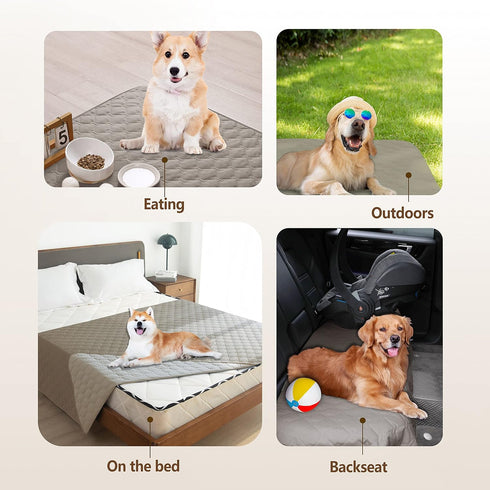 gogobunny 100% Double Sided Waterproof Dog Blanket - Soft Reversible Pet Bed Cover for Couch Sofa Car (Dark Stone/Light