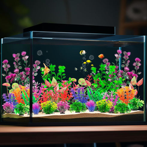 30Pcs Aquarium Plants, Fish Tank Accessories, Artificial Aquatic Plants, Full Set of Decorations