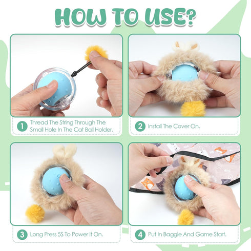 Hanpingban Interactive Cat Toy, Upgraded Cat Toys for Bored Indoor Adult Cats, Fast Rolling Ball in Play Mat, Hide