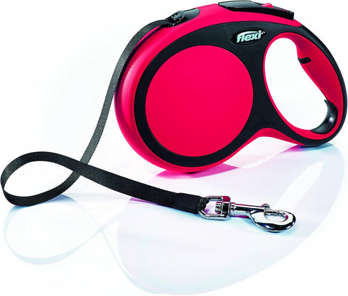 FLEXI New Comfort Retractable Dog Leash, Tape, for Dogs Up to 132lbs, 26 ft, Large, Red/Pastel