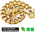 Strong Stainless Steel Gold Chain Dog Collar, Cuban Link Necklace for Large Dogs (Long 22'')