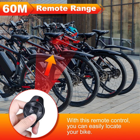 Smart Bike Tail Light with Turn Signals and Brake Light, Bike Alarm with Remote, Waterproof Bike Accessories