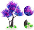 6PCS Fish Tank Aquarium Decorations, Plastic Plants with Resin Cave Rock for Fish Hideout (Purple Set)