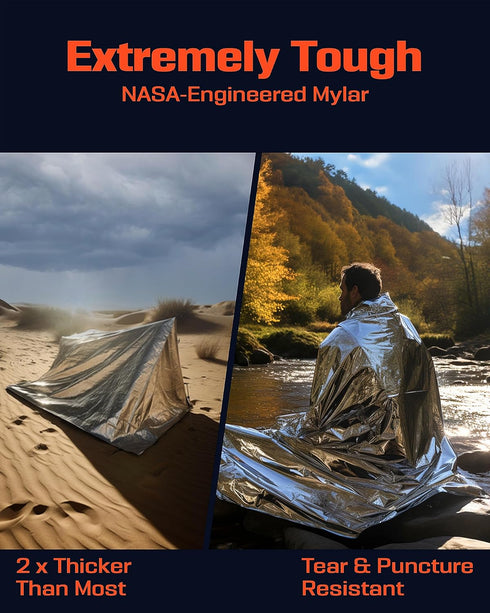 PREPARED4X Mylar Blankets 8 Pack, Waterproof Emergency Blankets for Outdoor Survival
