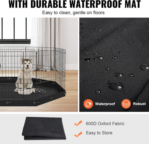 VEVOR Foldable Metal Dog Exercise Pen, Pet Playpen Fence for Small & Medium Dogs, 24" H 8 Panels