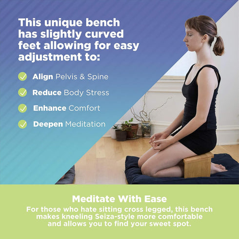 Bean Products Bamboo Foldable Meditation Bench Supportive and Portable Folding Kneeling Stool for Zen Practice