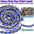Dog Leash Rope Chain, Nylon Rope Metal Chain for Pet Leads. 6ft Heavy Duty Chew Proof Training Walking for Medium Large Dogs. (Medium, Blue&Black)