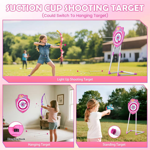 2 Pack 4 1 Set 20 5-12 VATOS Bow and Arrow Toy with LED Light - in Archery & Dart Game with Suction Cup Arrows, Mermaid