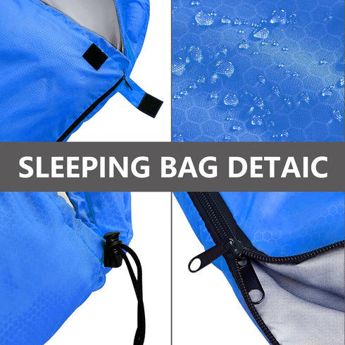 Sleeping Bags for Adults, Kids & Girls - Lightweight Waterproof Sleeping Bag for 3-4 Seasons Hiking, Camping