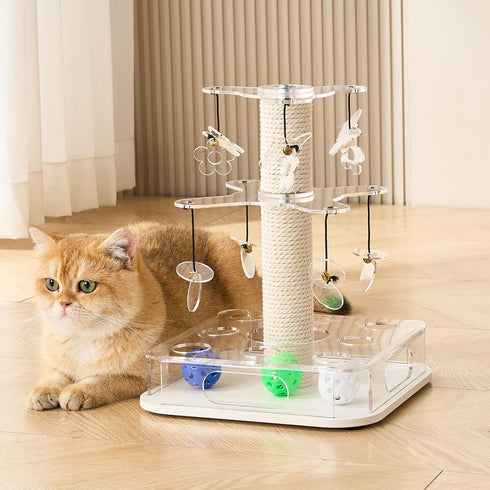 Modern 3-in-1 Interactive Cat Toy, Puzzle Box Cat Puzzle Toys for Indoor