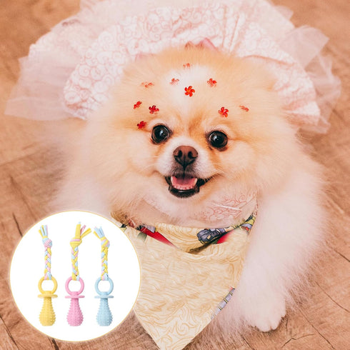 APLZGMG 3Pcs 3 Pet Molar Clean Teeth Rubber Toy, Dog Pacifier With Rope, Dog Chew Toys for Aggressive Chewers, Rubber