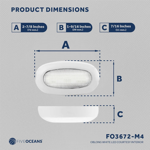 Five Oceans Oblong LED Courtesy Light, 4 Pack Marine Accent Lights for Boat Interior