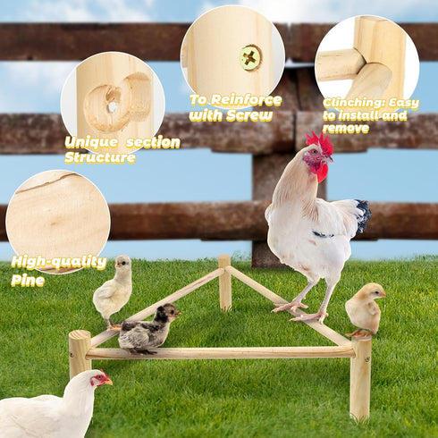 2P Chicken Perch for Coop & Brooder, Pine Wooden Chicken Toys & Coop Accessories for Chicken Triangular Gym Roosting