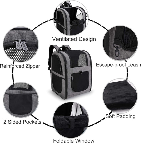 Apollo Walker Pet Carrier Backpack for Large/Small Cats and Dogs, Safety Features and Cushion Back Support for Travel