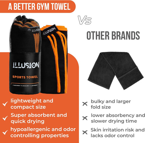 (32" 16''W)-Lightweight illusion Small Microfiber Gym Towels for Men and Women Active Sports L x Quick Dry Gym Towel