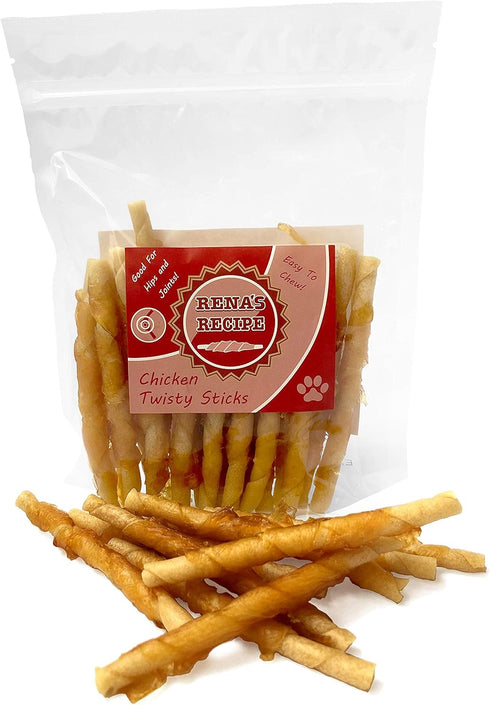 Rena's Recipe Chicken Twisty Sticks, 8 oz - Rawhide Free Chicken Wrapped Soft Chews
