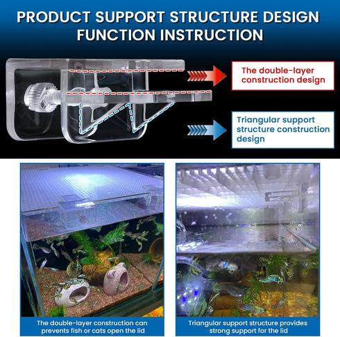 6pcs Aquarium Lid Clips, Fish Tank Top Cover Support Holder for Rimless or Rim Fish Tank