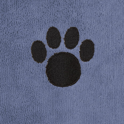 Bone Dry Pet Robe Collection, Embroidered Microfiber Bath Robe with Adjustable Closure for Dogs & Cats, Small, Blue