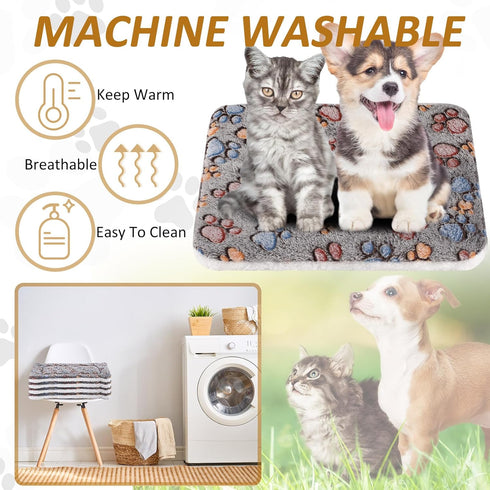 4 Pack Ultra Soft Dog Cat Bed Mat with Cute Prints, Cozy Washable Thickened Pet Bed Mat for Small Animals