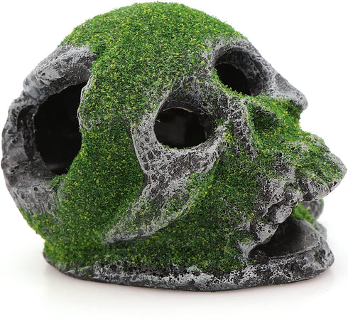 AQUA KT Aquarium Landscape Head Skeleton Skull - Fish Hiding Place Cichlid Cave for Betta Fish Tank