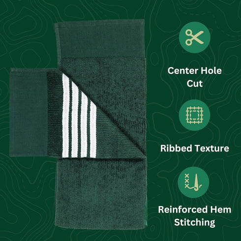 The Tour Towel, Large Golf Caddy Towel Terry Cloth, Absorbent 19" x 44", Perfect Golf Cart Accessory