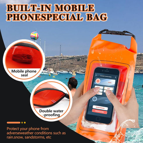 IP68 Waterproof Dry Bag, 2L - Roll Top Waterproof Pool Bag,dry bags for kayaking waterproof-w/Phone Pouch,Large Waterproof Phone Pouch,Boating & Kayak Accessories camping (orange 2L)