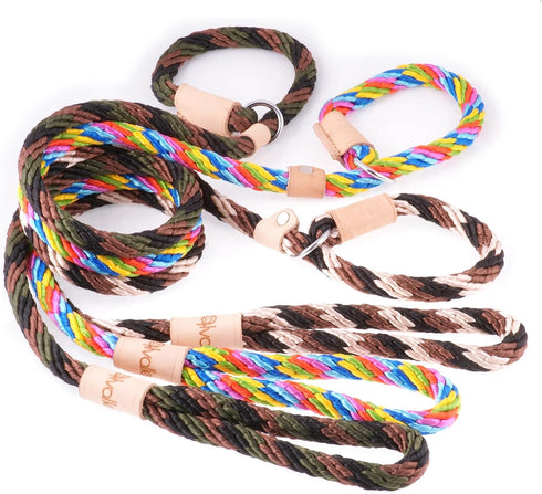 Alvalley Rope Dog Leashes with Stopper - Soft Braided No-Pull Gentle Slip Leads for Small, Medium, Large & Extra Large