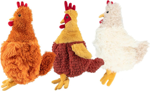 Best Pet Supplies Chicken Crinkle Plush Dog Toys, Colorful Chicken Shape for Interactive Play, Cute Bundle (Brown,