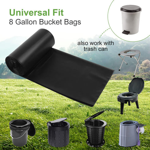 100 8 5-8 Portable Toilet Bags, Drawstring Biodegradable Camping Potty Bags Gallon Waste Bags for Gallon Bucket Toilet