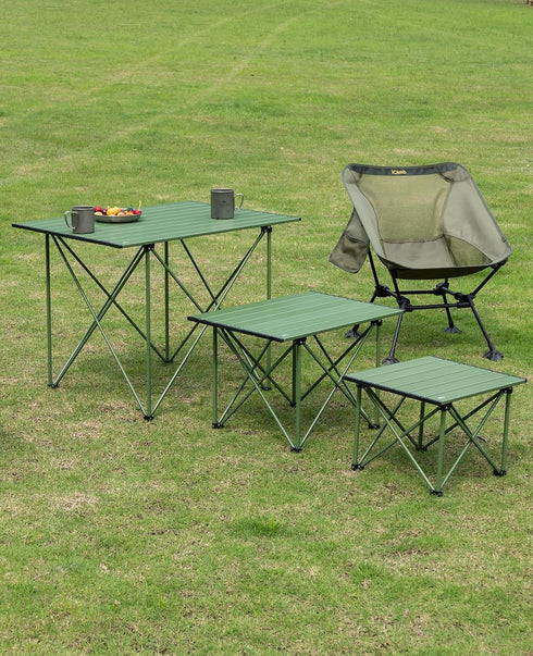 iClimb Ultralight Compact Camping Folding Table with Carry Bag, Reinforced Green - S
