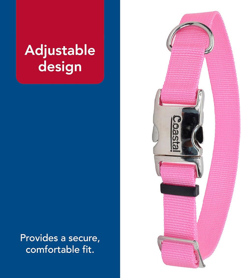 Coastal Pet Adjustable Dog Collar with Metal Buckle - Neon Pink, 1" x 18" - 26"