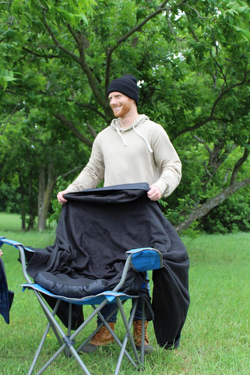 Wolf Essentials Anywear Cushion Hooded Blanket Weather Resistant Fleece & Vinyl, Portable Seated Comfort for Camping