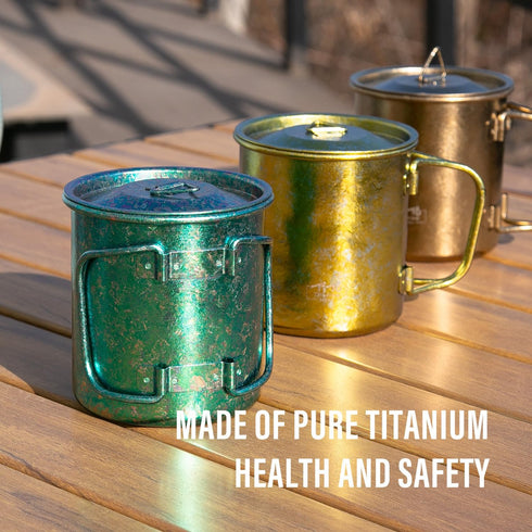 TiTo Titanium Cup with Lid, Ultralight Portable 300ml Camping Tea Coffee Water Mug for Outdoor Backpacking Hiking