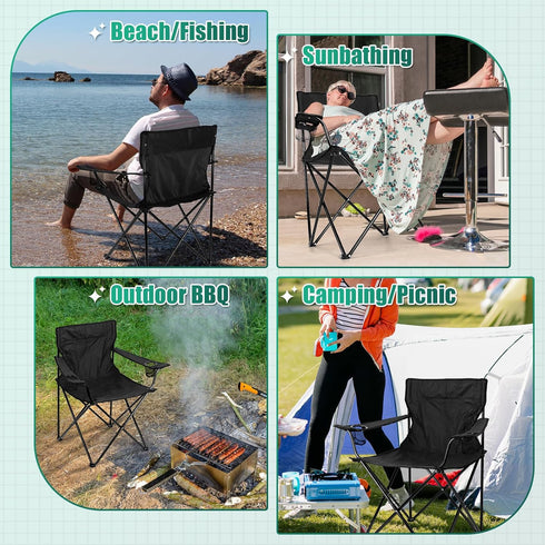 275lbs HaSteeL Camping Chair, Oversized Folding Lawn Chair for Adults, Foldable Camp Chair with Cup Holders Portable