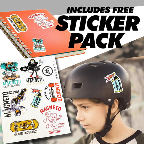 Magneto Complete Skateboard | Maple Wood | ABEC 5 Bearings | Double Kick Concave Deck for Beginners and Teens