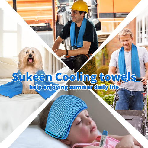 Sukeen 4 Pack Cooling Towel (40"x12") - Soft Breathable Chilly Microfiber Towel for Yoga, Sport, Running, Gym, and More