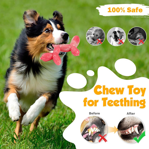 Durable Dog Chew Toys for Medium/Large Aggressive Chewers: 3-Pack of Indestructible Dog Toys, Tough Nylon with 3 Real Flavors, Suitable for Dogs Under 120lbs