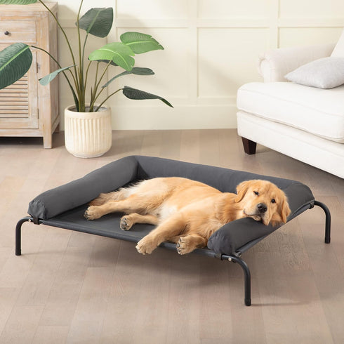 Cooling Elevated Dog Bed for Large Dogs, Portable Indoor Outdoor Raised Bed with Breathable Mesh, Chew Proof Hammock