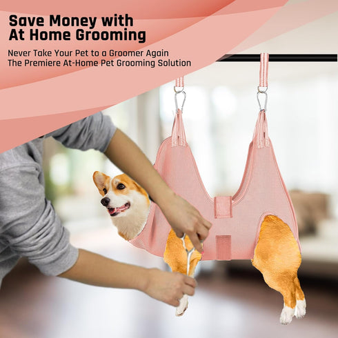 Dog Grooming Hammock with Security Strap, Medium Dog Holder for Nail Trimming, Hanging Harness