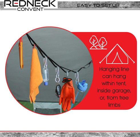 RC Tent Organizer Line Kit - 5ft Camping Clothesline with Tent Gear Line and Camp Hanging Hooks
