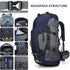 ShowyLive 60L Waterproof Hiking Backpack for Men - Durable, Lightweight with Rain Cover and Adjustable Straps, Blue