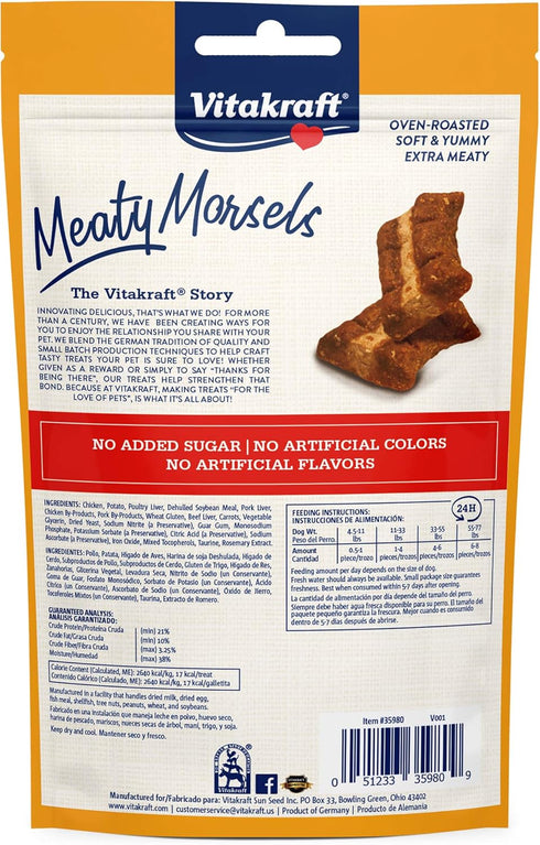 Vitakraft Meaty Morsels Treats for Dogs - Chicken with Beef and Carrots - Super Soft Dog Treats for Training - Two Layers of Gently Oven-Baked Meaty Goodness