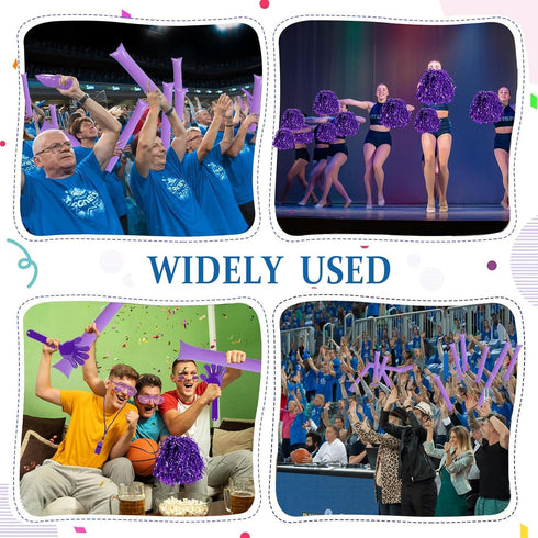 148 Pcs Team Spirit Accessories,Cheerleading Pom Poms Hand Clappers Noisemakers Whistles Shutter Glasses Eye Black