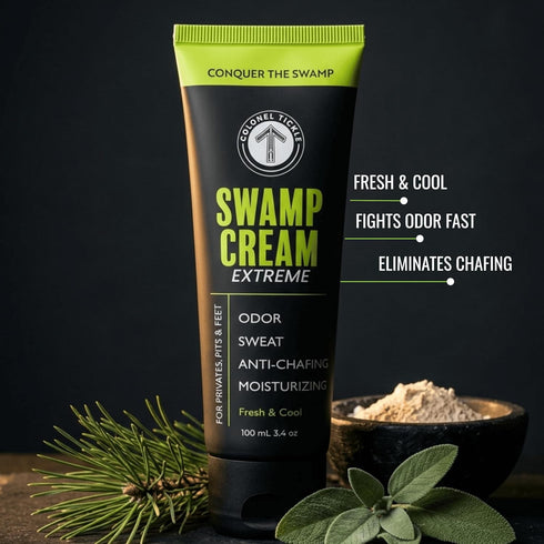 Colonel Tickle 48-Hr 3.4 oz Swamp Cream Ball & Feet Deodorant | Anti-Chafing Cream for Men | Sweat & Odor Control
