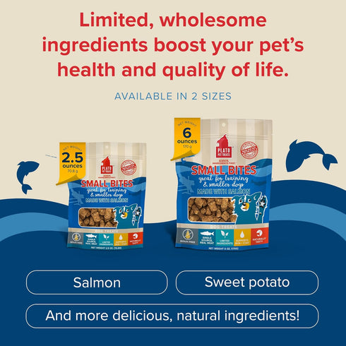 Plato Small Bites Salmon 2.5oz, Natural Dog Treats