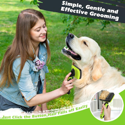 3PCS Dog Brush Set - Premium Pet Supplies for Shedding, Bathing, and Slicker Brushing (Green Black)