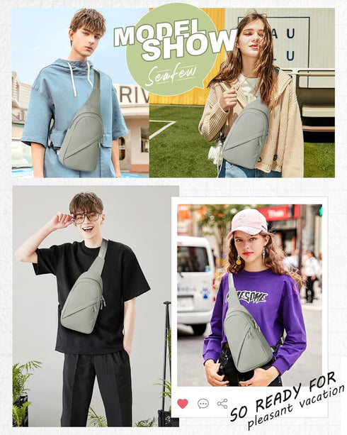 Backpack Backpack SEAFEW Small Green Sling Bag Crossbody Shoulder Bag for Men Women, Multipurpose Anti-Theft Cross Body