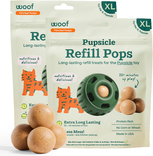 WOOF Pupsicle Refill Pops, Delicious Long Lasting Dog Treats, Pre-Made Refill Treats for Dogs, Natural Ingredients,