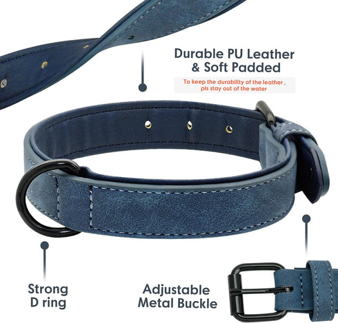 Didog Soft Padded Leather Dog Collar, Breathable Heavy Duty Leather with Adjustable Rust-Proof Metal Buckle for Small